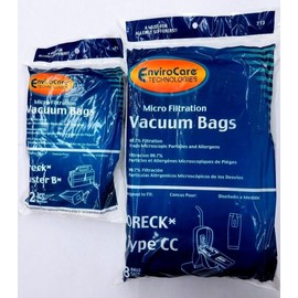 EnviroCare Replacement Micro Filtration Vacuum Bags Designed to fit Oreck Type CC (8 Bags) and Buster B Canisters (12 Bags)