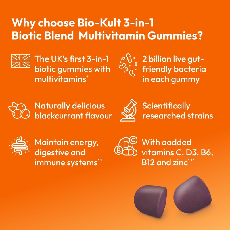 Bio-Kult 3in1 Biotic Blend Probiotic Gummy with Multivitamins, for Teens