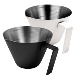 NEOUZA Espresso Shot Cups, 3.4 oz, Espresso Measuring Cup, 2-Pack, Stainless Steel Cups, Kitchen Utensils for Espresso Accessories (Black and White)