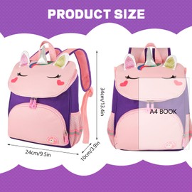 Yafe School Bag for Girls, Kids Backpack with Chest Strap Children's Backpack Toddlers Rucksack Kindergarten Preschool Bookbag for Girls Age 3-6(purple)