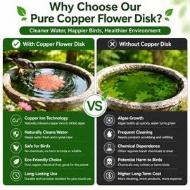 Dreplfn Daisy Flower Bird Bath Copper Disk 1 Pack 0.8mm Thick 99.9% Pure Copper Disks (80mm), Bird-Friendly Accessory to Keep Birdbath Water Fresh