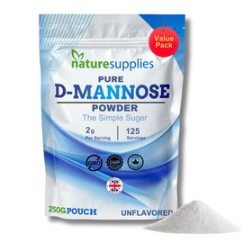 naturesupplies D Mannose Powder 250g Pack - Pure D-Mannose for Natural Support - (NOT D Mannose Capsules or Tablets) GMO Free, Vegan Friendly, No Chemicals - High Strength Dmannose Supplement by Naturesupplies