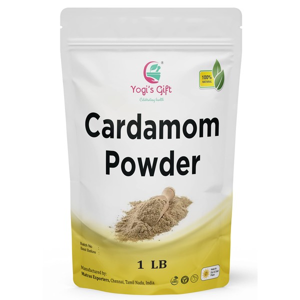 Ground Cardamom Powder 1 LB | Adds Great Flavour To Baked Goods, Coffee, Tea and Curries | Ground Cardamom Bulk From Fresh And Aromatic Cardamom | aka Elaichi, Cardamon | By Yogi's Gift®