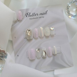 Youngrong Glitter Christon Handmade Nail Tips - Mediaval / 영롱 글리터 크리스톤 수제네일팁 - 미디오발