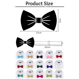 Trimming Shop Satin Classy Neck Bow Tie Solid Silver Colour Adjustable Butterfly Pretied Bowtie Tuxedo Men Women Kids Formal Casual Party Wear Fashion Accessory