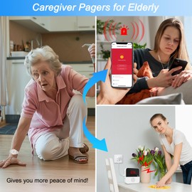 SanJie WiFi Rechargable Caregiver Pager Emergency Alert System with 2 Call Buttons, 1 Alert Watch & 1 Receiver for Seniors, Elderly, Patients, Disabled at Home - Supports 2.4GHz Wi-Fi Only