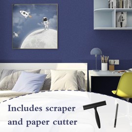 Abyssaly Drak Blue Contact Paper Peel and Stick 236.2" X 17.7" Temporary Renter Friendly Stick on Wallpaper Removable Contact Paper for Cabinets, Drawers, Countertops with Scraper, Cutter