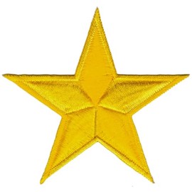 Star Yellow Iron-On or Sew On Patch for Clothes Embroidered Iron-On Patch Appliqué Star Patch Size 8.5 x 8.5 cm
