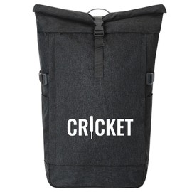 Huuraa Messenger Backpack Cricket Lettering Gift 30-44 Litres Black Melange Roll-Top Fairtrade Cricket Gift Idea