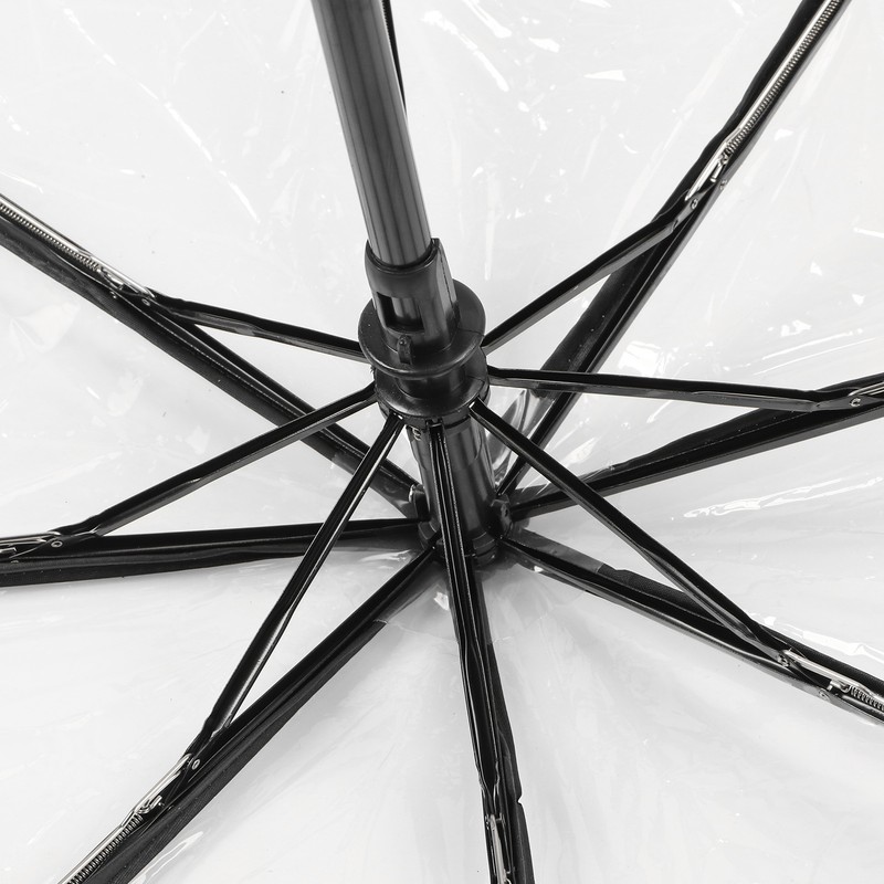 Clear Automatic Foldable Umbrella 8 Ribs 3 Folding Black Edging