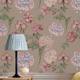 NEKOKOYA Floral Wallpaper Peel and Stick Boho Self Adhesive Wall Paper 17.7"x119" Renter Friendly Wallpaper Vintage Contact Paper Retro Pink Flower Wall Mural Renovated Furniture Removable Wall Decor