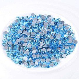 Jollin Hot Fix Crystals Flat Back Rhinestones Glass Rhinestones Nail Art Gems Gems SS16 576pcs, Aquamarine