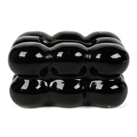 ELTOS Decorative Ceramic Tissue Paper Holder Box, Novelty, Modern Design, for Bathroom Vanity, Living Room, Bedroom Dresser, Night Stand, Kitchen Countertop, Office Desk, Home Decor, Black