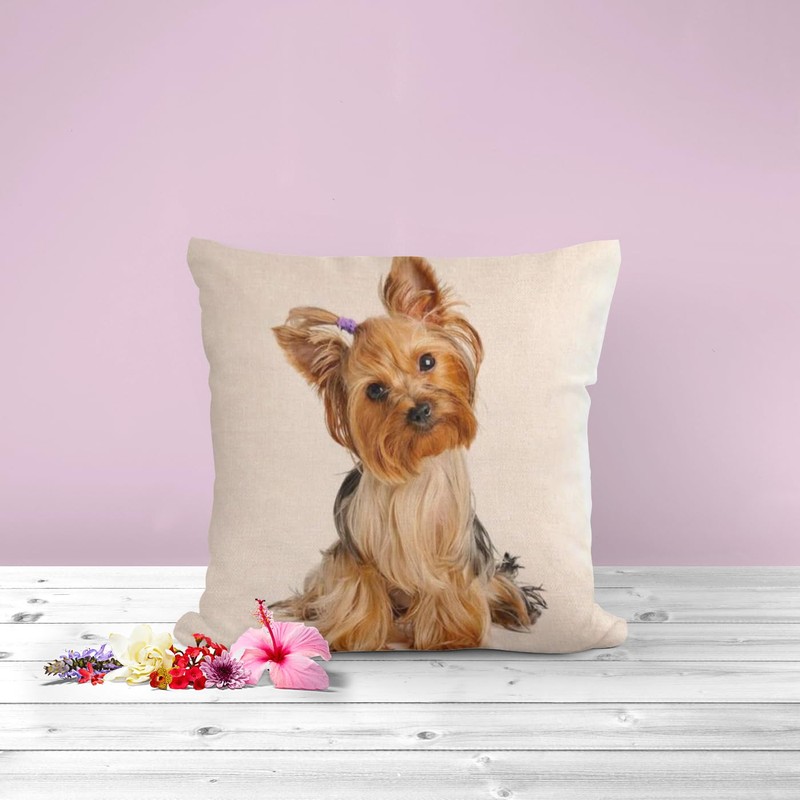 The Beach Stop Decorative Yorkshire Terrier Dog Scatter Cushion Cover