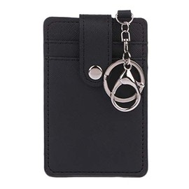 Xuniu Portable ID Card Holder, Bus Card Cover Case Office Work Keychain Tool, black, Minimal