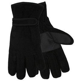 Mens Black Thick Fleece Gloves 40g Thinsulate Insulation And PVC Palm Grips L/XL