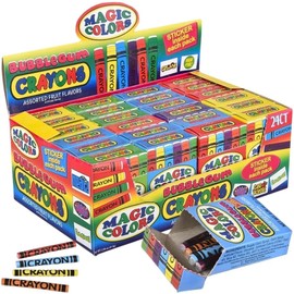 Rhode Island Novelty Magic Colors Assorted Fruit Flavored Bubble Gum Crayons Packs: 24-Piece Box