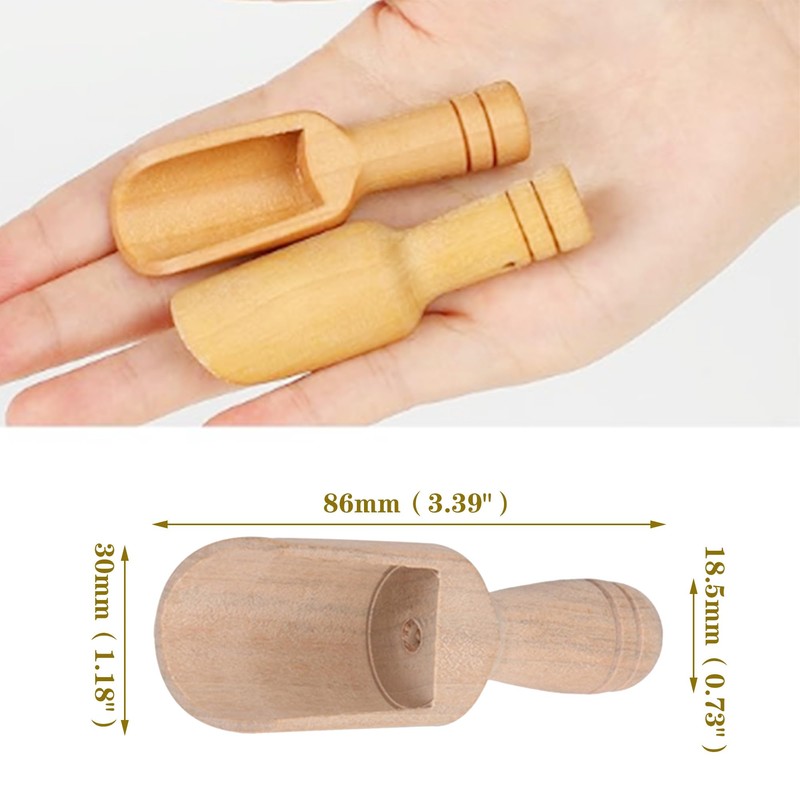 BQLZR 88x30mm Natural Wood Small Bath Salt Scoop Unfinished Unpainted