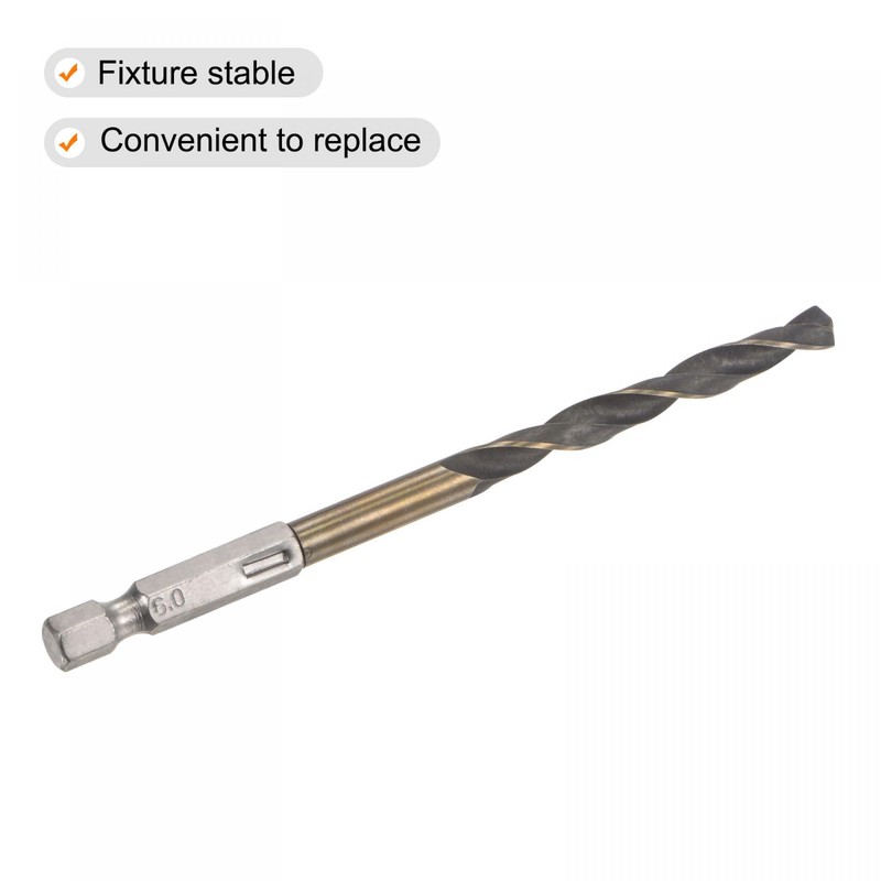 sourcing map High-Speed Steel Spiral Drill Bit 6 mm Diameter