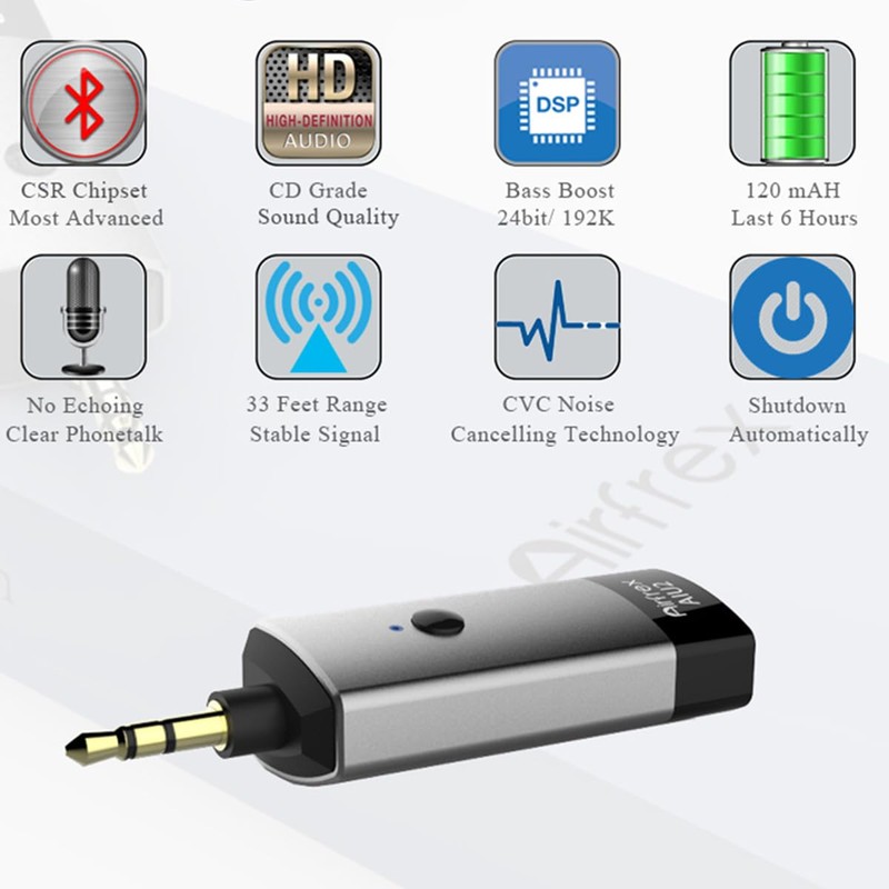 Bluetooth Audio Receiver Adapter, Airfrex Ultra Small Wireless Bluetooth 4.1