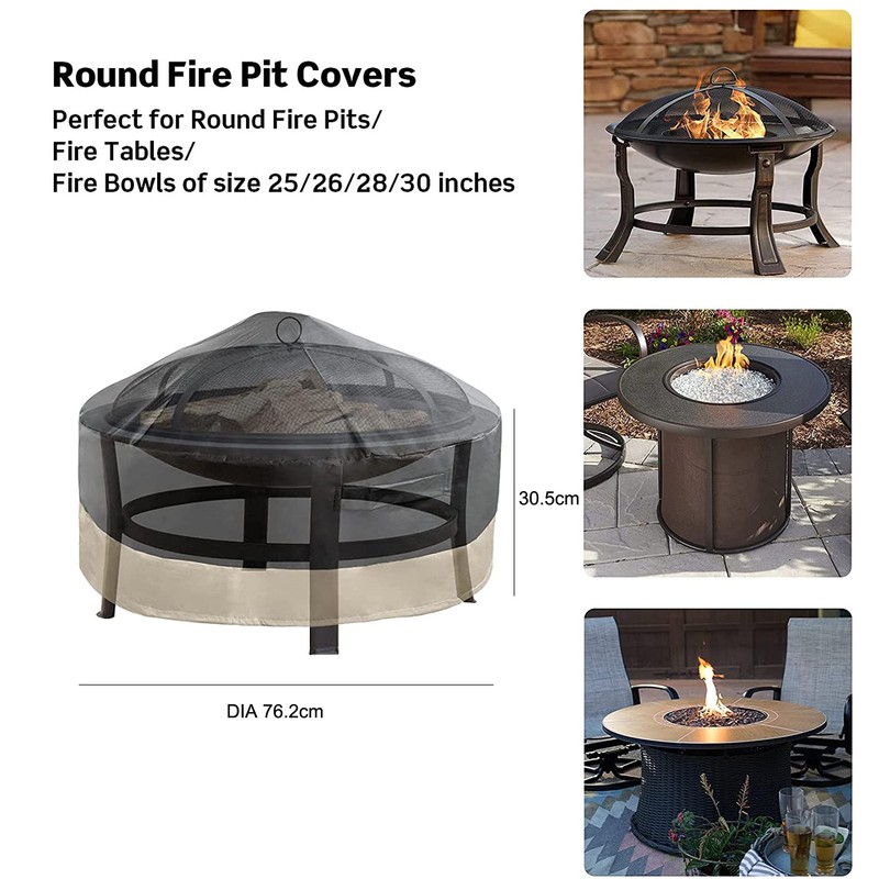 onlyfire φ76cm Full Coverage Round Fire Pit Cover with Drawstring