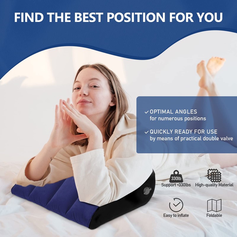 LuxoCare Inflatable Wedge Pillow, Lumbar Support Pillow, Neck Pillow, Leg