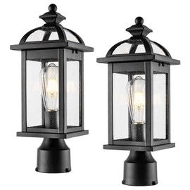 Darkaway Outdoor Post Lights Lamp Posts Outdoor Lighting, Waterproof Aluminum Post Lights Exterior Light Fixtures with Glass,Fence Pole Lights for Yard Patio Garage （2 Pack）