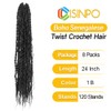 CISINPO Boho Twist Crochet Hair 24 Inch, 8 Packs Wavy