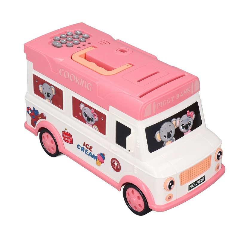 Kids Money Bank Bus Shaped Password Remote Control Unlock Music