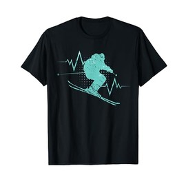 Ski Instructor Heartbeat Skiing Slope Goggle Skier T-Shirt
