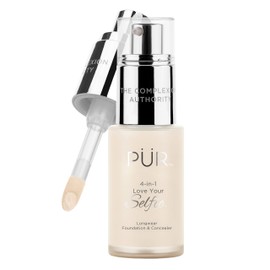 PÜR Beauty 4-in-1 Love Your Selfie Longwear Foundation & Concealer, Full Coverage Liquid Foundation, Hydrating Formula, Cruelty Free, LG1
