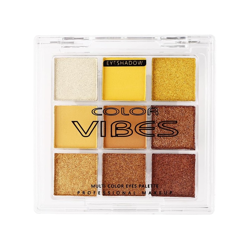Punk Gold Glitter Eyeshadow 9 Colors, Eye Shadow Palette, Yellow