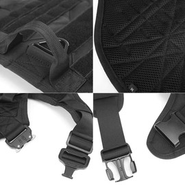 ADA Tactical Soft Dog Vest Harness and Training Dog Collar with Bungee Dog Leash Set No Pull Military Dog Harness with 3 Detachable Pouches for Outdoor Training Service. (Brown, Medium)