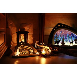 weigla Tea Light Holder - Forest Animals - for 2 Tea Lights - Brown/White - Ore Mountains Guaranteed