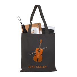 PLITI Cello Gift Cello Music Tote Bag Just Cellin’ Funny Cello Cellist Orchestra Musician Reusable Handbag Cello Player Gift (just cellin TGblU)
