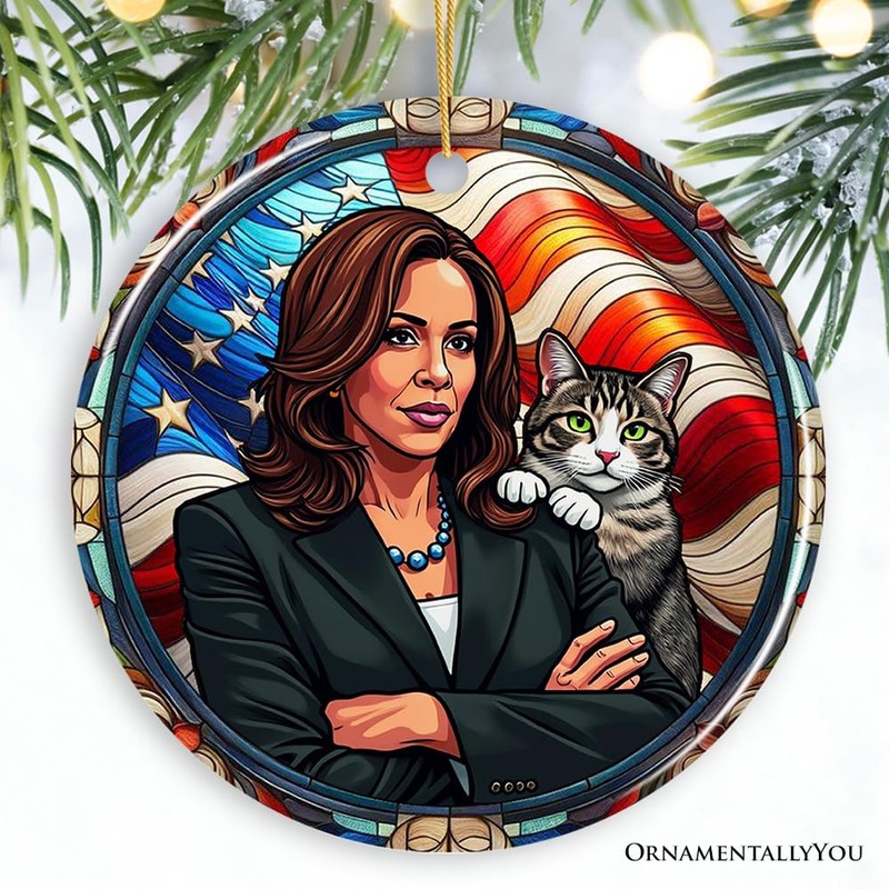 Kamala Harris Patriotic Paws Ornament, Inspiring Symbol of Strength and