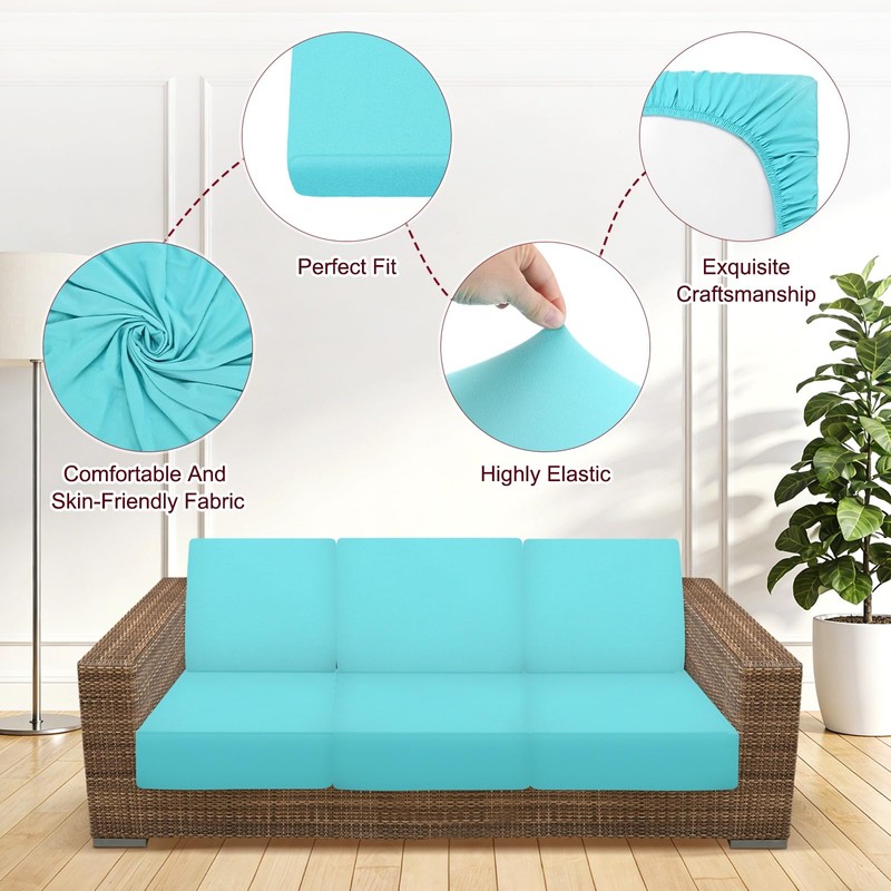 4-Pack Outdoor Cushion Covers, Stretch Patio Cushion Replacement Slipcovers for