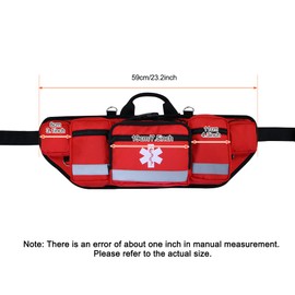 MYDAYS OUTDOOR First Aid Fanny Pack Bag,First Aid Bags Empty,Lifeguard Hip Pack,Portable Medical Bag,Trauma Bag with Reflective Strip Great for Hiking,Camping and Outdoor Sports (Red)