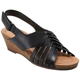 Earth® Women's HARTIE Wedge Sandal, Black 001, 8.5 M