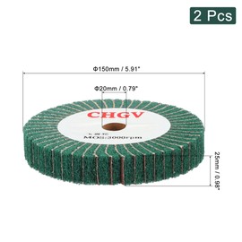 uxcell 2pcs 150mm x 25mm 180 Grit Non-Woven Polishing Burnishing Wheel Abrasive Cloth Nylon Wire Drawing Flap Wheel for Stainless Steel Metal Green
