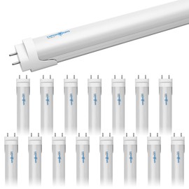 LUMINOSUM T8/T10/T12 4 Foot LED Light Tube 20W 48 inch, 40W Equivalent, Daylight 5000K, Frosted Cover, Dual-end Powered, Ballast Bypass Retrofit, ETL Listed, 16-Pack