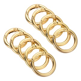 10Pcs Spring O Rings Clip Keychain, Round Snap Clip Gold Key Rings for Keychain Alloy Round Buckle Key Hook Purse Strap Extender Clip for Keys,Bag, Handbag, DIY Crafts Buckles (1 Inch)