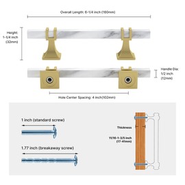 homdiy 10 Pack 4 Inch Marble Cabinet Pulls, White Marble Grain Kitchen Cabinet Handles Gold and White Dresser Drawer Pulls