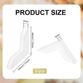 BENECREAT 50PCS L-Shaped Corner Protectors, 44x44mm Plastic Glass Safety Guard Bumpers for Tiles, Stones and Phoalbum Corners, Slot: 6mm