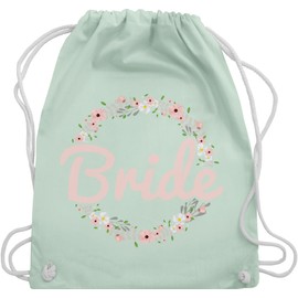 Shirtracer - Gym Bag Backpack - Hen Party Women - Bride Flower Wreath Rose, 08 Pastel Green, Unit size