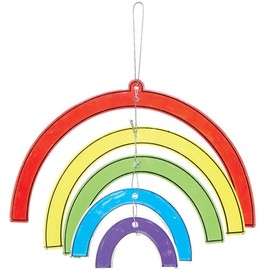 Baker Ross FC767 Rainbow Suncatcher Spiral Decoration Kits - Pack of 3, Painting Craft Kit for Kids, Stained Glass Window Crafts