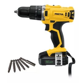 Pretul Taladro Rotomartillo Inalámbrico 1/2 20v Pretul Roti-20p2 Color Amarillo Frecuencia 60Hz