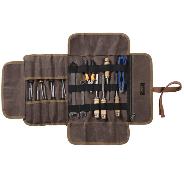 Tool Roll, 16 oz Waxed Canvas, Tool Bag with 1