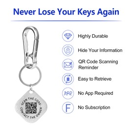 PIKEEPER 2-in-1 Keychain Rings, Smart QR Code Tag & Women Mens Keychains in One, Easy Retrieve Lost Keys, Belongings, Reward for Return, Innovative Key Organizer Gifts Silver