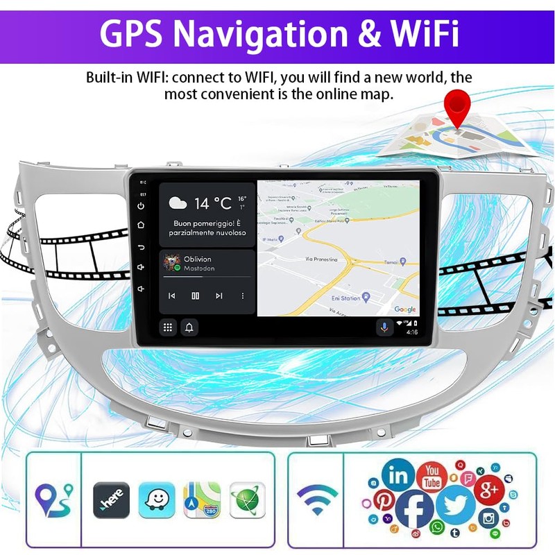 2+32GB Android 13 Double Din Car Stereo Compatible with Hyundai